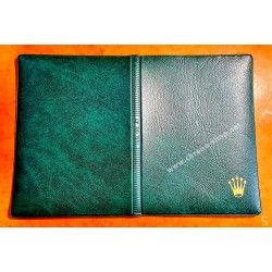 ROLEX ACCESSOIRE PORTE DOCUMENT, PORTEFEUILLE EN CUIR VERT POUR CARTES, GARANTIES, NOTICES MONTRES REF 100.00.41