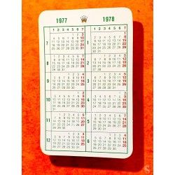 VINTAGE ROLEX CALENDAR CARD 1977-1978