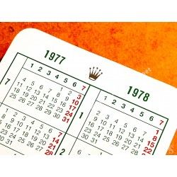 VINTAGE ROLEX CALENDAR CARD 1977-1978