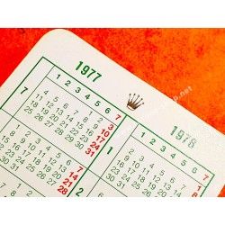 VINTAGE ROLEX CALENDAR CARD 1977-1978