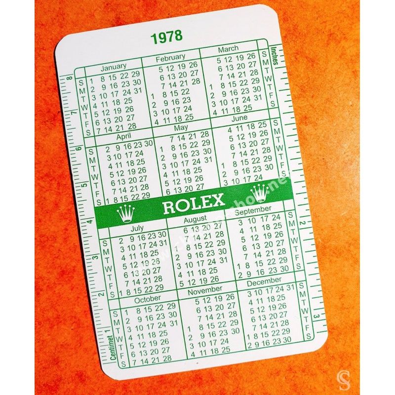 Rolex Goodie accessorie vintage Calendar, calendario Wristwatches all models Date year Circa 1978-1979