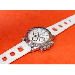 White 70's Rolex Daytona 16520, 116520, 116528, 116523, Racing 20mm Tropic strap round holes