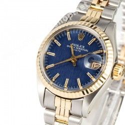 ROLEX WATCH LADY BLUE DIAL BATONS INDEXS OYSTER PERPETUAL DATE WATCH 6916, 6917 Ø20mm