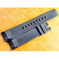 HAMILTON Rare Bracelet caoutchouc velours noir 22mm Montres Navy Frogman 46mm ref H77805335