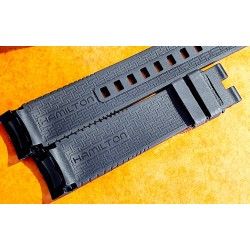 HAMILTON Rare Bracelet caoutchouc velours noir 22mm Montres Navy Frogman 46mm ref H77805335