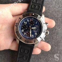 Breitling New 2013 Issue Black Watch Rubber Diver Pro III 3 Aerospace, Chronoliner Hershey Strap 22mm OEM