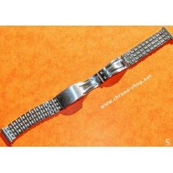 RONUK 70's Rare Swiss band Ssteel Watch Folded links Bracelet Zenith, Longines, Heuer,Omega 19mm ends