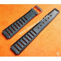 TROPIC 2000 Black Strap Swiss slotted vintage watch band 15mm ref 24020 waterproof 70s INOX buckle