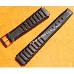 TROPIC 2000 Black Strap Swiss slotted vintage watch band 15mm ref 24020 waterproof 70s INOX buckle