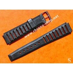 TROPIC 2000 Black Strap Swiss slotted vintage watch band 15mm ref 24020 waterproof 70s INOX buckle