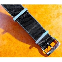 OMEGA Authentique Bracelet Nato 21mm nylon noir avec bordure grise boucle & passants acier inoxydable Ref STZ001885 32 IJF