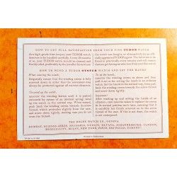 Tudor Watch Vintage & Rare Document 1958 Garantie Papier vierge Montres Submariner 7924