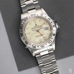 ROLEX RARE & COLLECTIBLE 80's ROLEX VINTAGE EXPLORER II 16550 CREAM DIAL thick font  WATCH BEZEL 24 hours