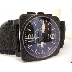 Bell & Ross Authentique bracelet Militaire kaki toile, Nylon fermoir noir montres hommes 26mm Br 03/br02