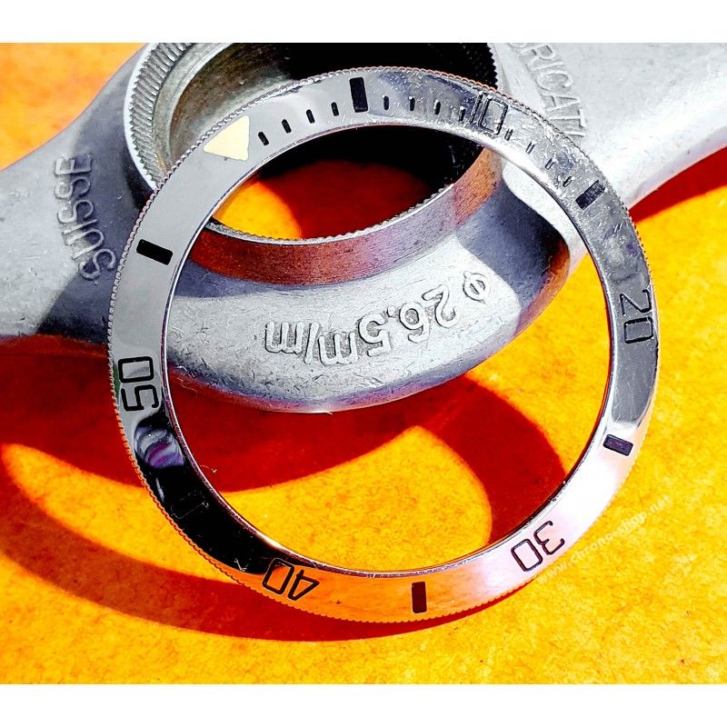 Universal Genève Rare accessoire montres vintage Lunette rotative acier graduée Ø38mm Luminova