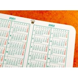 COLLECTIBLE Pocket-size Paper Rolex Calendar card 2001, 2002