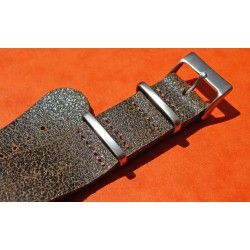 Vintage genuine wild leather Nato 20mm brown chocolate watch strap band handmade bracelet Rolex 5508, 6536, 6538, 6542, 5512 PCG