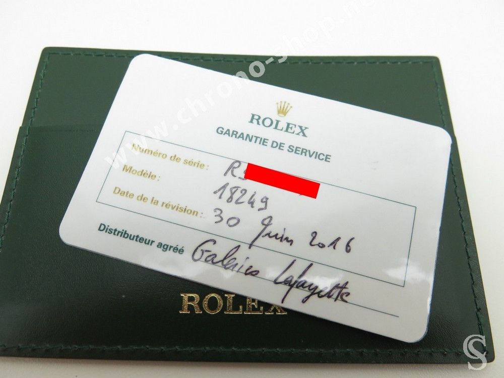 rolex service card
