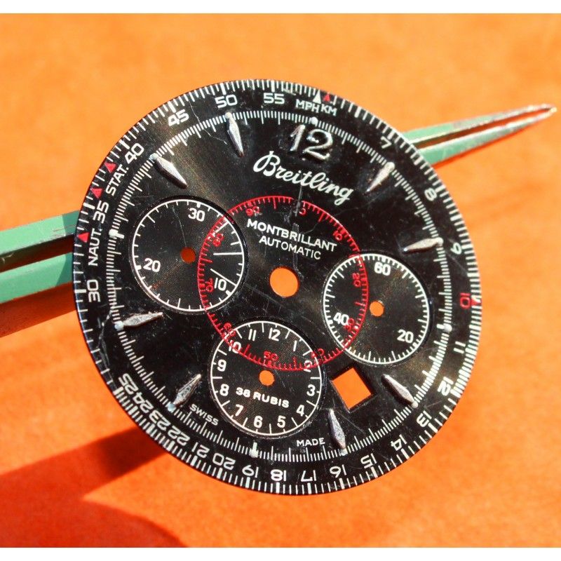 BREITLING CADRAN MONTBRILLANT CHRONOMETRE AUTOMATIQUE COULEUR NOIR ET ROUGE