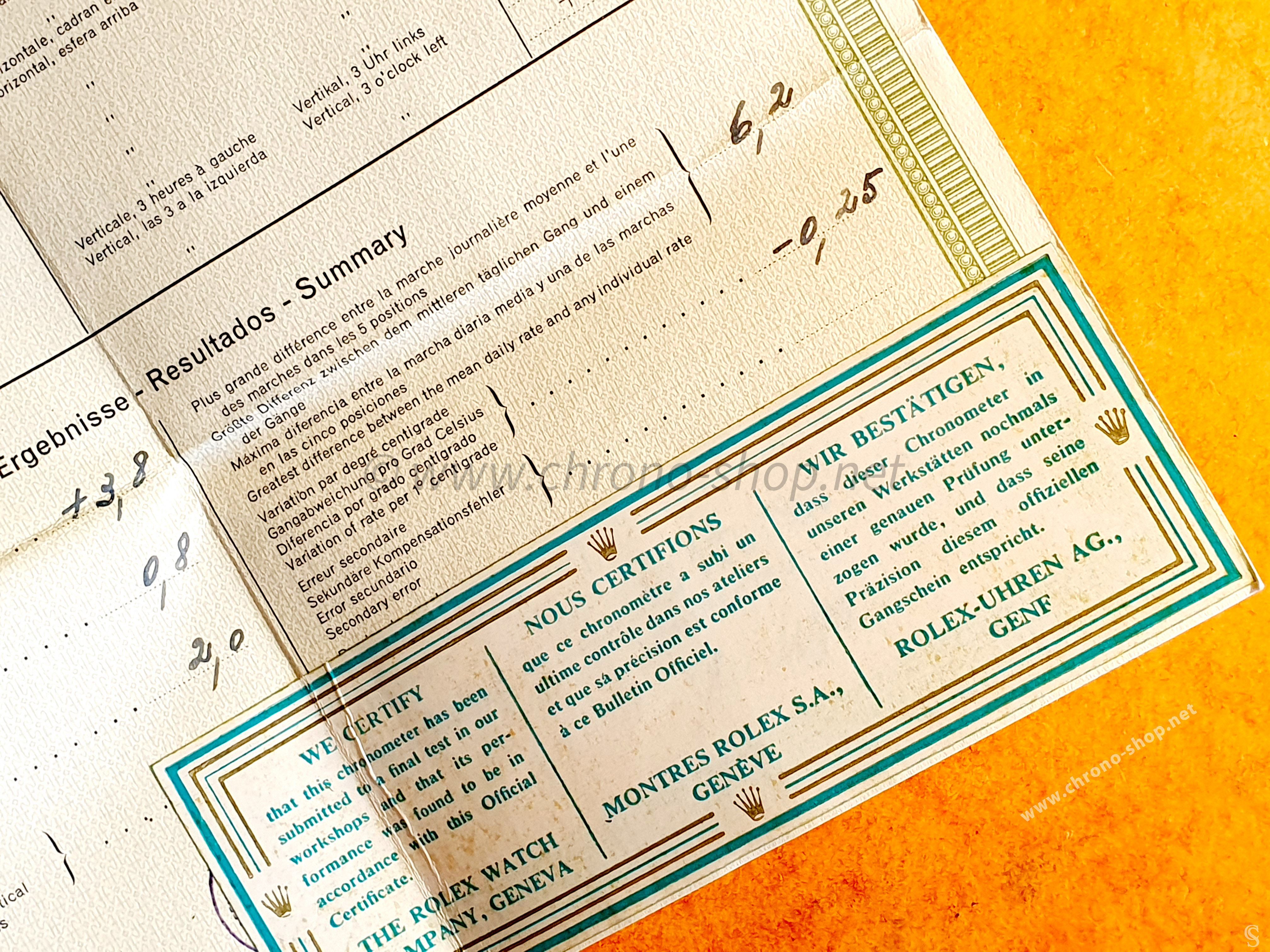 Rolex 1966 Vintage Warranty Paper Document Bureaux Suisses Timing Certificates Watches Datejust 1603