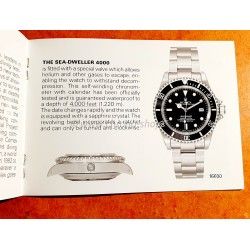 Rolex 1999 Submariner,Sea Dweller booklet manual english 1999 Submariner watches 14060,16613,16610,16618,16600