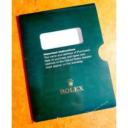 VINTAGE ROLEX GARANTY PAPER WATCH STORAGE SLEEVE CARD GREEN VINTAGE FROM 80's