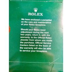 VINTAGE ROLEX GARANTY PAPER WATCH STORAGE SLEEVE CARD GREEN VINTAGE FROM 80's