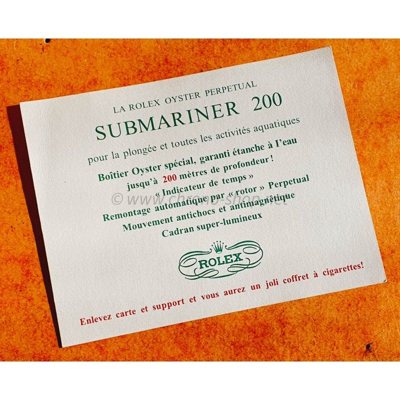 Rolex vintage Card 200m Submariner 5512,5513,1680