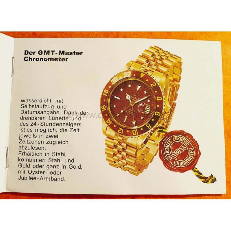 livret gmt 1675 de 1972 rolex montres