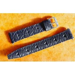 Bracelet Vintage cuir type Hanhart Couleur noir 19mm avec boucle ardillon