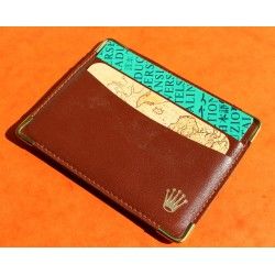 1990-1991 Vintage Rolex Brown Maroon Leather Business Card Wallet holded card and calendar + translation booklet