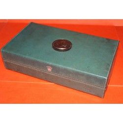 VINTAGE 1968 WATCH BOX SET ROLEX CELLINI, LARGE OBLONG, Ref 44.00.3 Green leather