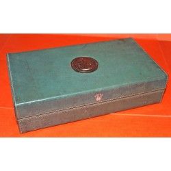 VINTAGE 1968 WATCH BOX SET ROLEX CELLINI, LARGE OBLONG, Ref 44.00.3 Green leather