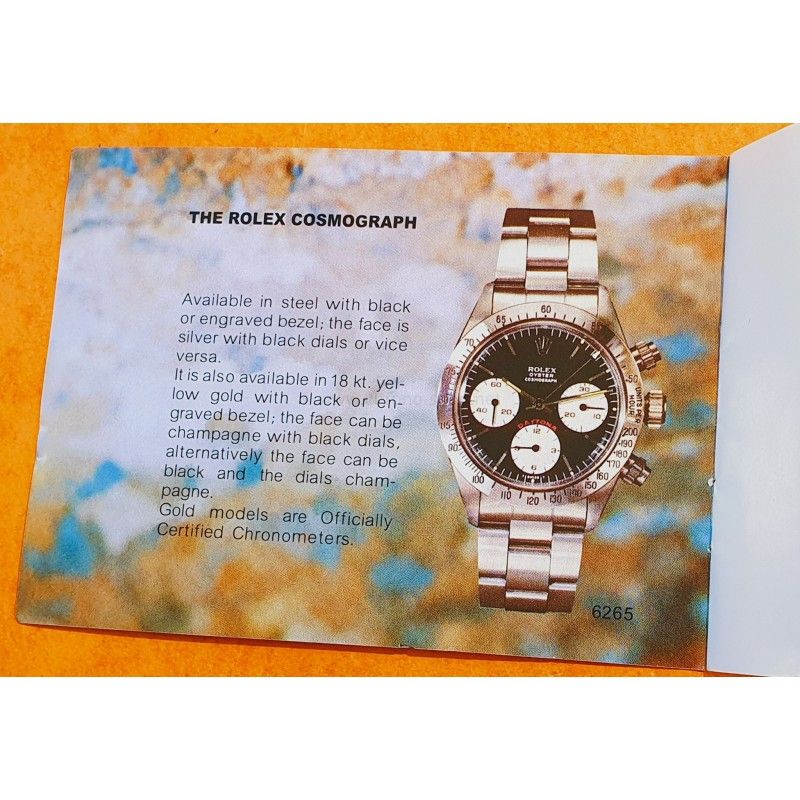 ROLEX VINTAGE LIVRET / NOTICE MONTRE COSMOGRAPH DAYTONA 6263, 6265 PAUL NEWMAN DE 1982/1983