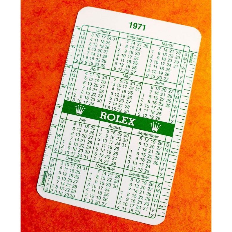 Rolex Goodie accessorie vintage Calendar, calendario Wristwatches all models Date year Circa 1970-1971