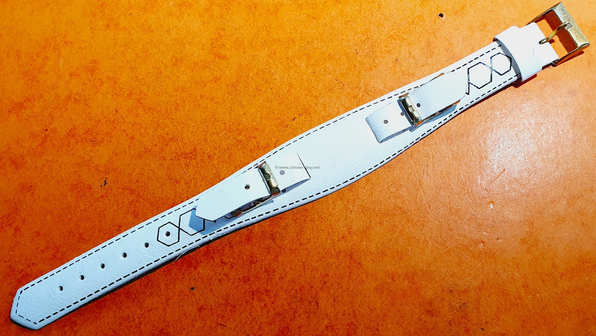 Bracelet pour montre grande longueur blanc Cuir véritable de veau lisse 22mm