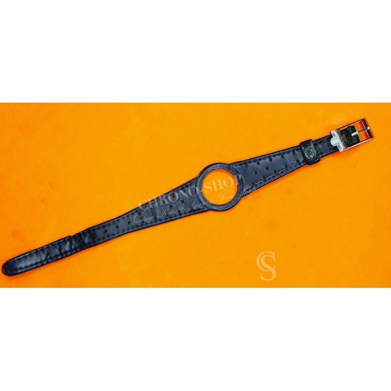 Omega Dynamic Genève Ref 566.015 Vintage Wristwatch Lady Automatic Bullseye Watch blue leather strap band