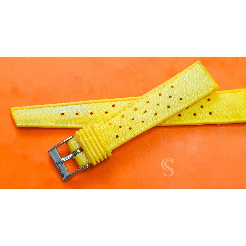 Vintage Yellow Watch 70's 16mm ALASKA Tropic SUB Dive Strap New Old Stock Watch Band nos