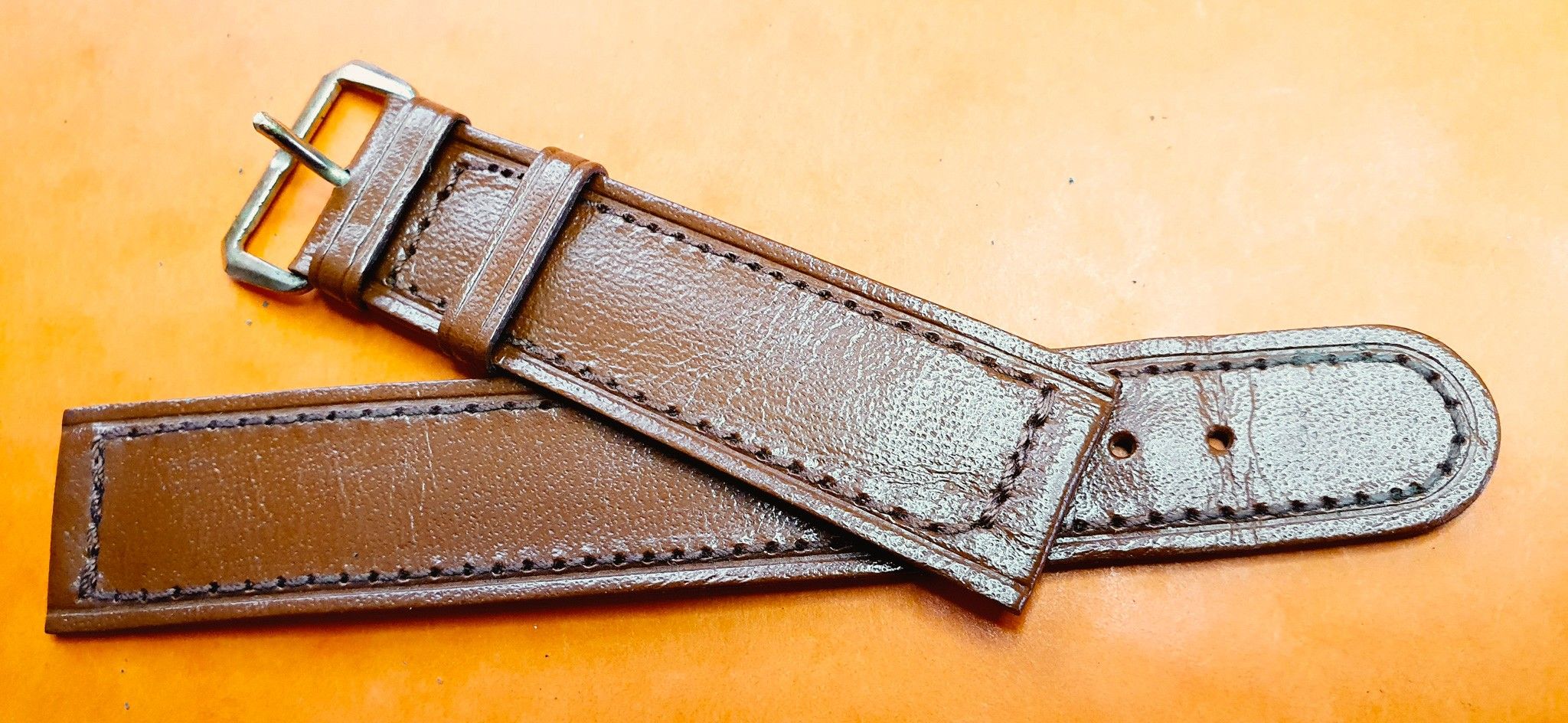BRACELET VINTAGE CUIR 20mm MONTRES ANCIEN CUIR COULEUR MARRON AVEC BOUCLE