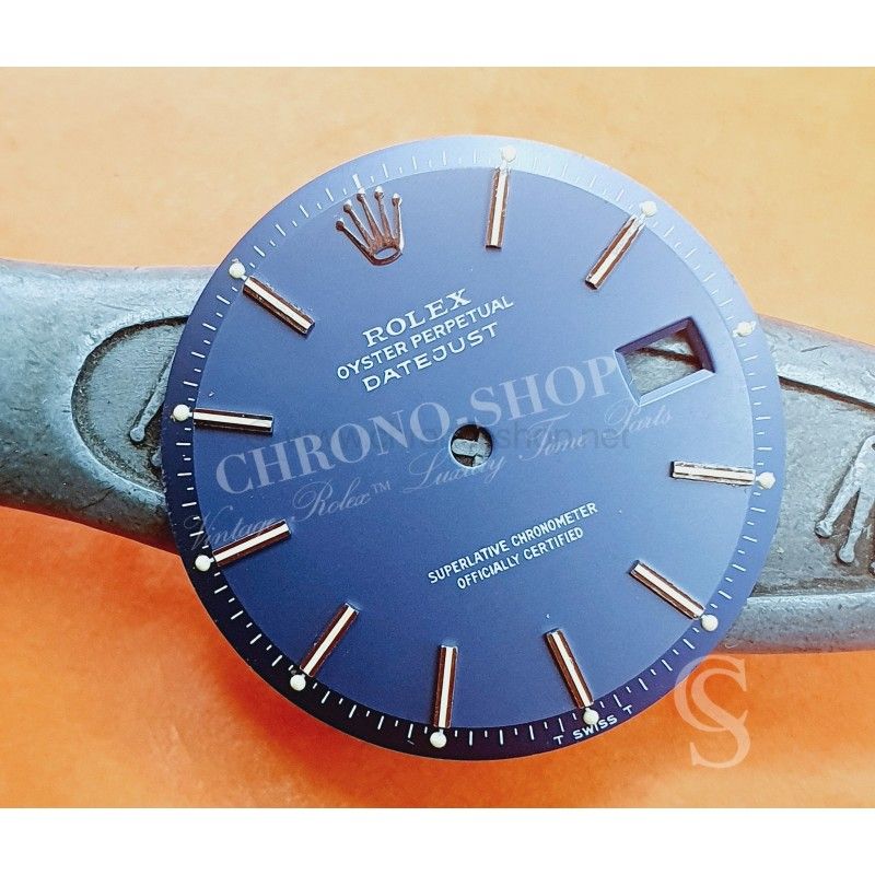 ROLEX VINTAGE RARE 60's CADRAN BLEU PIE PAN MONTRES ROLEX DATEJUST WIDE BOY 1603 OYSTER PERPETUAL Ø28mm CAL 1570