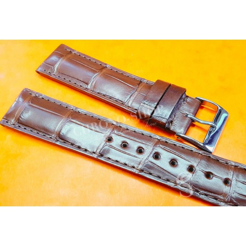 SUMMER WATCHBAND RUBBER STYLE ALLIGATOR LEATHER CHOCOLATE COLOR WATCH BRACELET 20/18mm FOR SALE