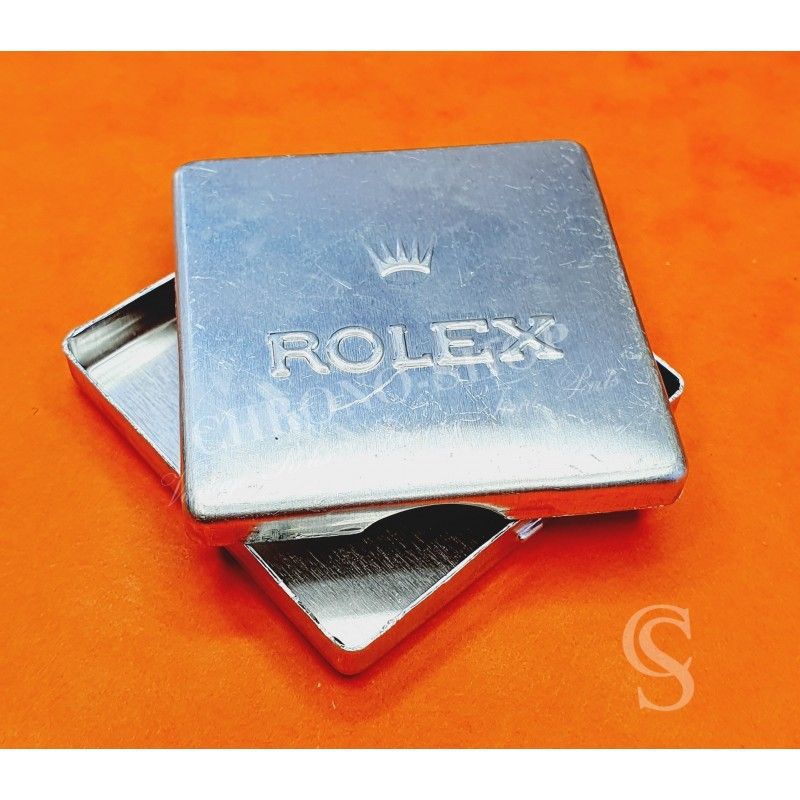 ROLEX Vintage Accessoire montre Boite métallique alu neuve de stock fourniture horlogère Cadran,aiguilles,inserts,années 50