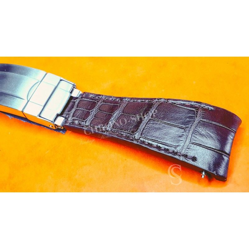 SUMMER WATCHBAND RUBBER STYLE CROCODILE LEATHER CHOCOLATE COLOR WATCH BRACELET 21/16mm FOR SALE