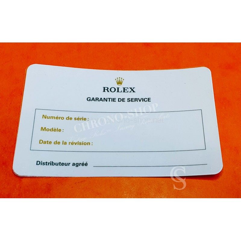 ROLEX Blank Certificate International Service Guarantee France PAPER CARD GMT,Submariner,Daytona,Datejust,Explorer