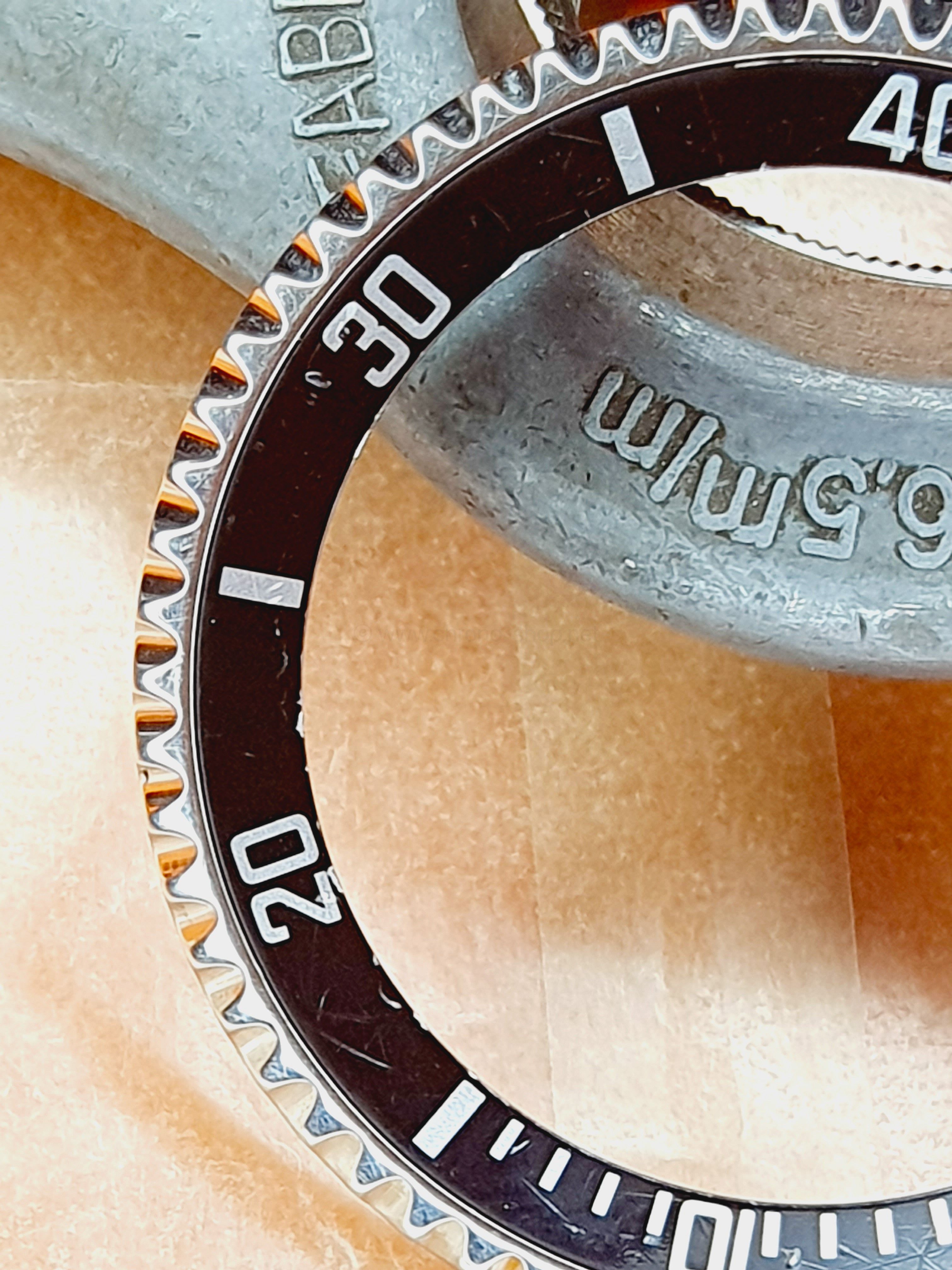 TUDOR RARE ORIGINAL WATCH PART SSTEEL ROTATIVE BEZEL BLACK INSERT