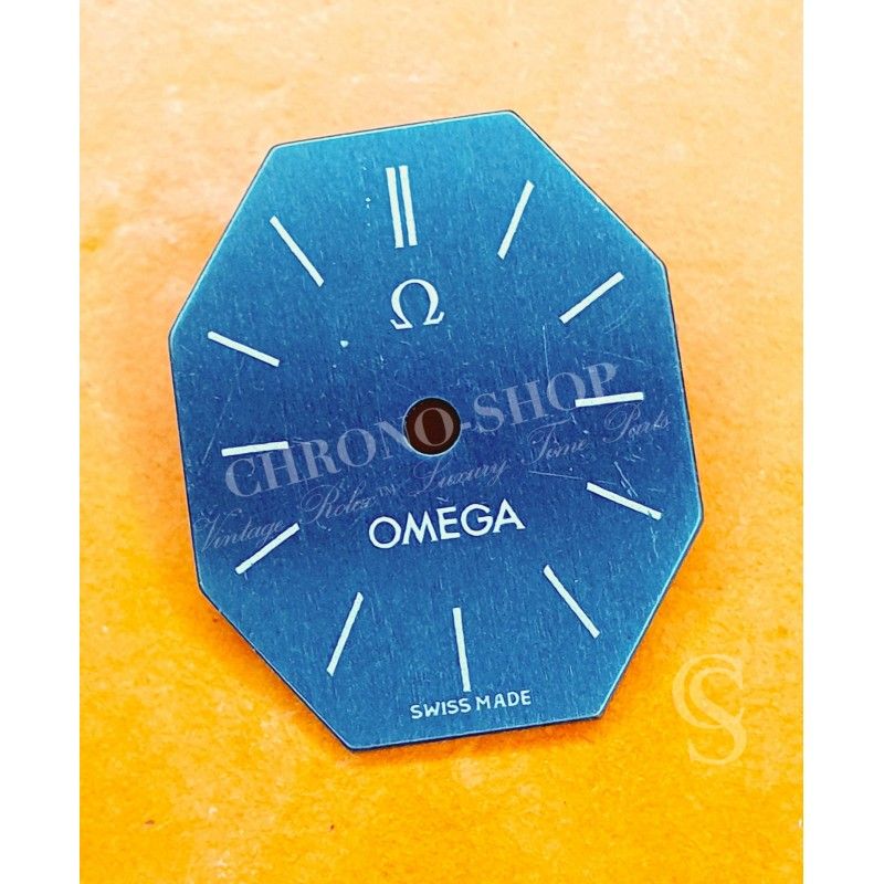 OMEGA 50's Vintage Swiss 17J Adj 2 Pos Ladies Wrist Watch blue octagonal batons Dial 16,80mm