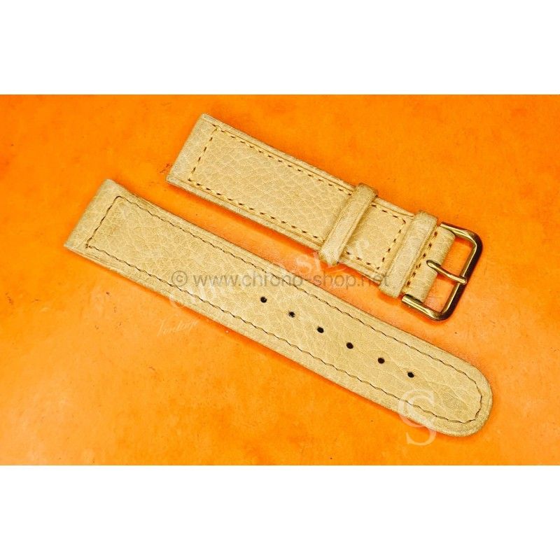 Collectable Vintage 21mm New Old Stock Cowhide leather strap watch bracelet beige color, Retro look