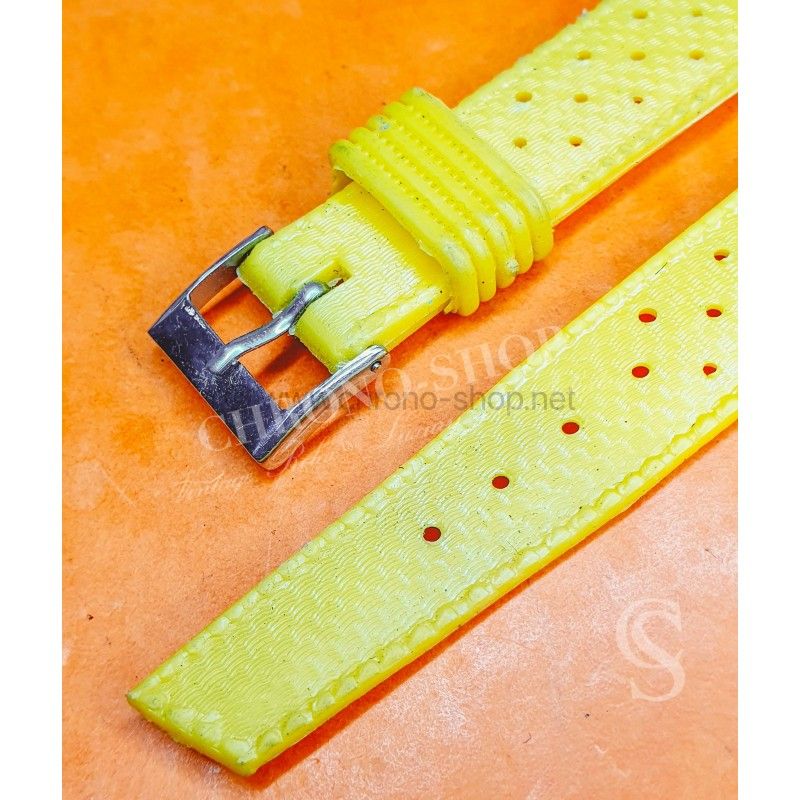 Vintage Yellow Watch 70's 16mm ALASKA Tropic SUB Dive Strap New Old Stock Watch Band nos