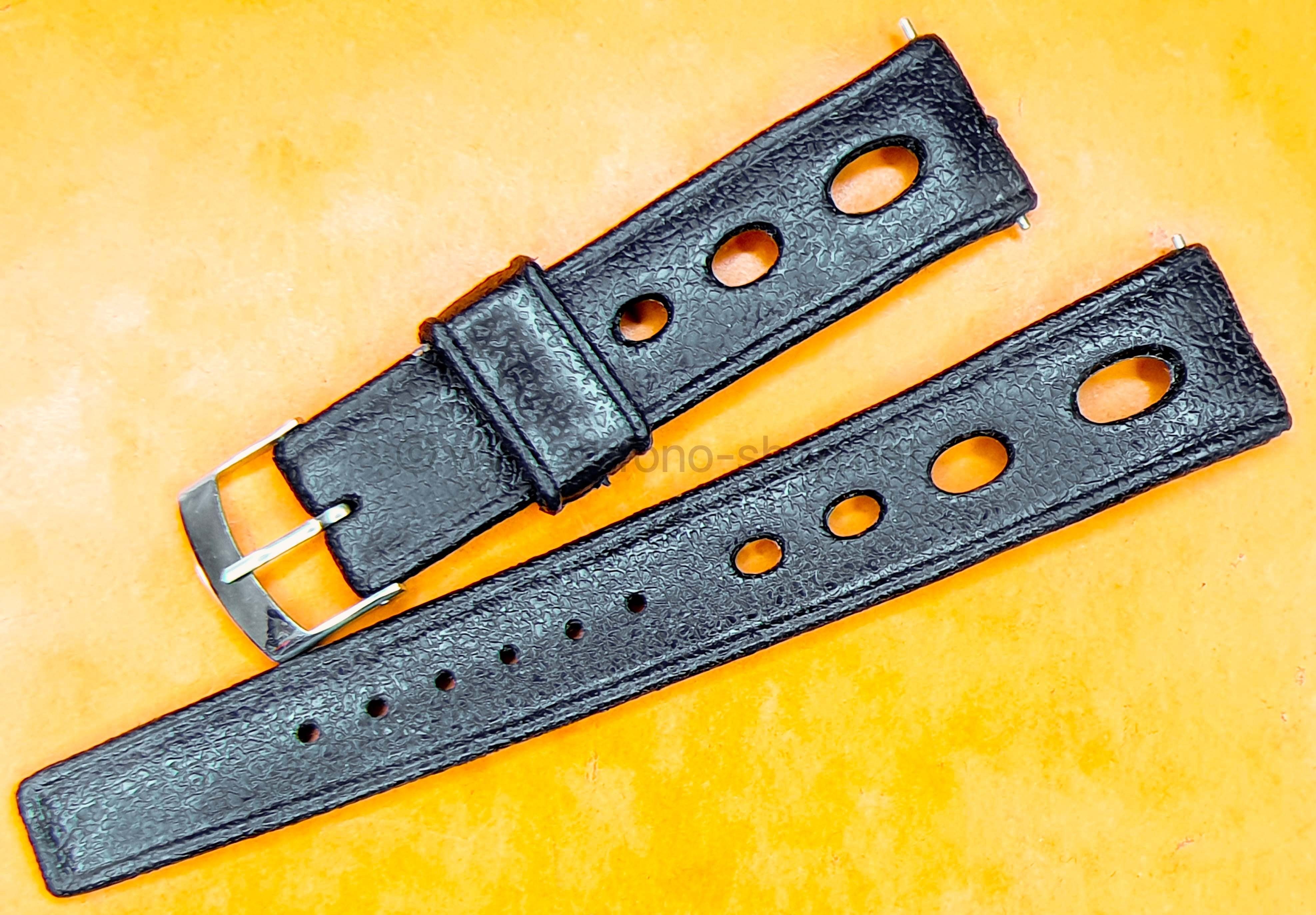 Watch Rubber Strap 19mm Black Holes Tropic type 1960/70s vintage dive