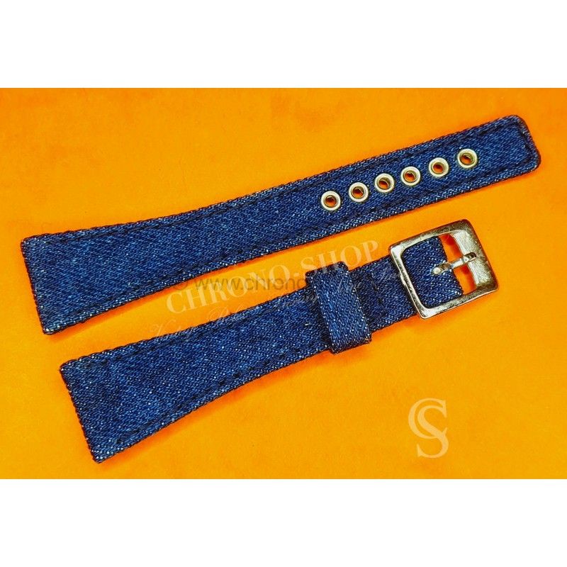 Accessoire montre BRACELET TISSU JEAN CAMY MONTRES COULEUR BLEU 22mm SWISS MADE